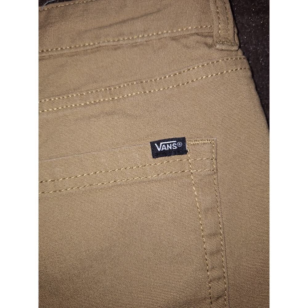 VANS brown Chino Shorts Men's Regular Fit Cotton Blend Flat Front Pockets Logo - Picture 8 of 10
